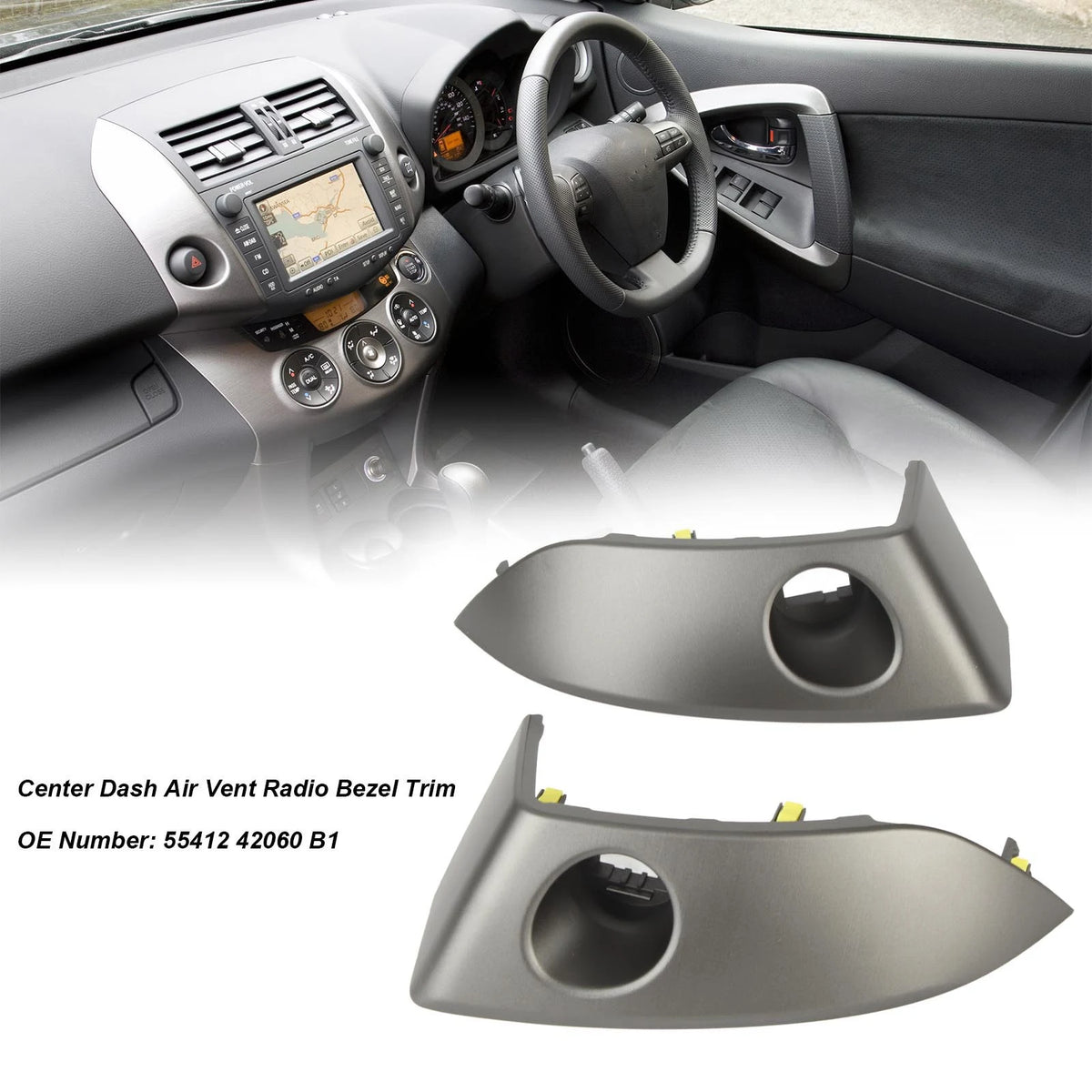 2Pcs Center Dash Air Vent Radio Bezel Trim 55412 42060 B1 Dashboard Instrument C for Toyota RAV4 B1 - Automotive LED Lig