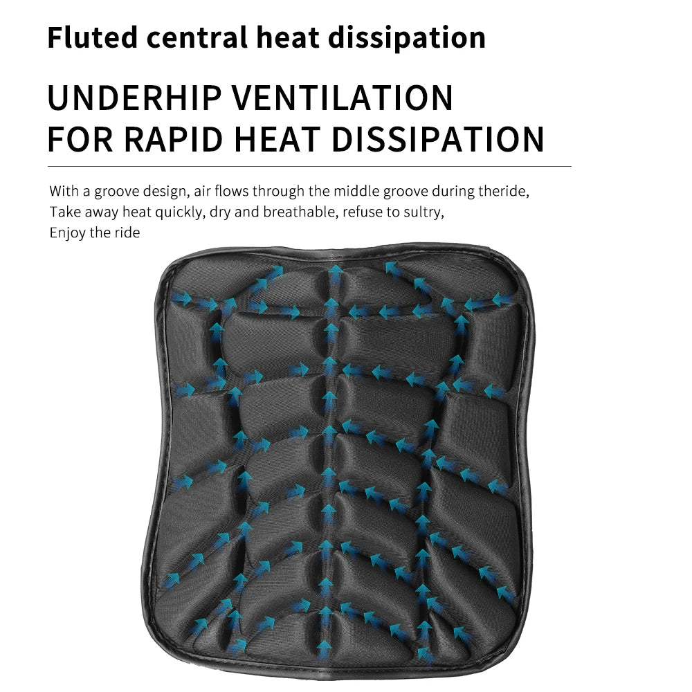 Comfort 3D Breathable Gel Motorcycle Seat Pad Universal Shock Absorbing Cushion Bike Seat Cover  - Automotive LED Light