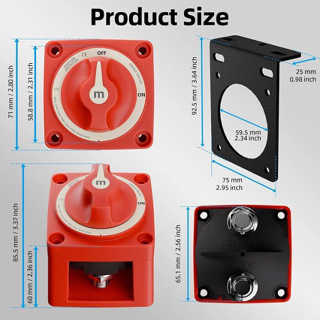 RV Marine Battery Disconnect Switch 12-48V Heavy Duty Battery Power Cut Off Switch On Off for Bo - Automotive LED Light
