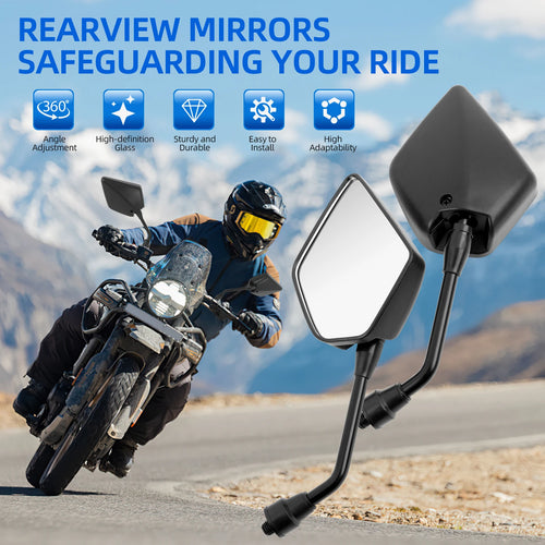 1 Pair Universal M10 Rearview Mirrors Black Motorcycle Scooter Mirrors Motorbike Rear View Mirro - Automotive LED Light