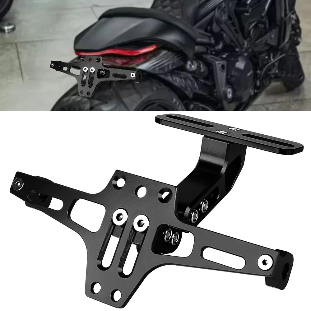 Motorcycle License Plate Holder Aluminium Alloy Rear Stand With Turn Signal Lights Holder Socket - LED Motorcycle Light