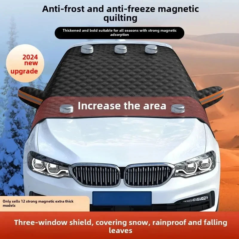 Car Windshield Cover for Ice and Snow, Windproof, Window Guard, Magnetic and Reflective Strips,  - Automotive LED Light