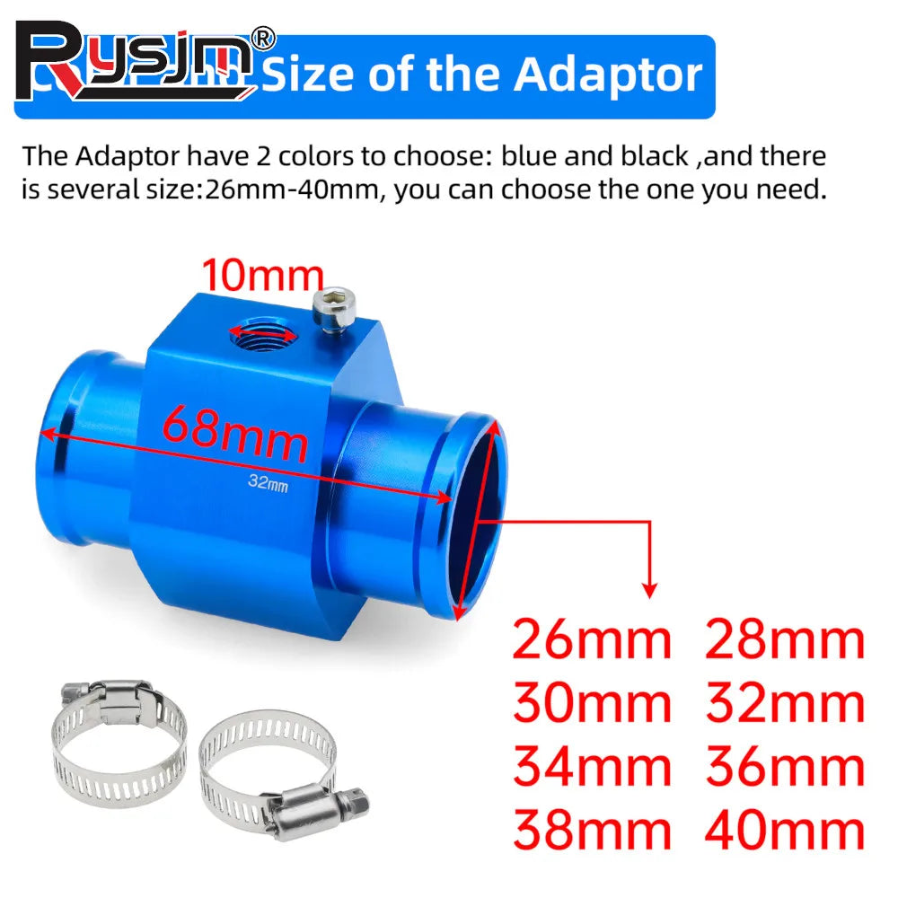 Aluminum Alloy Water Temp Gauge Radiator Temperature Joint Pipe Sensor 26~40MM Modification Sens - Automotive LED Light