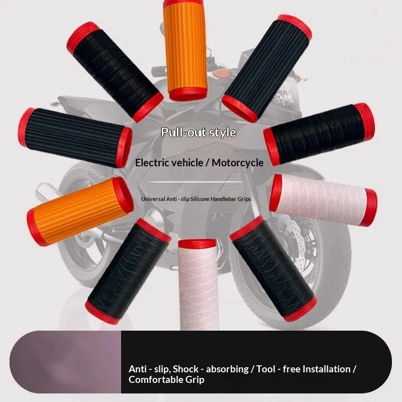 Motorcycle Silicone Handlebar Grip Covers, Universal Self-Shrinking Non-Slip Handlebar Sleeve Pr - Automotive LED Light