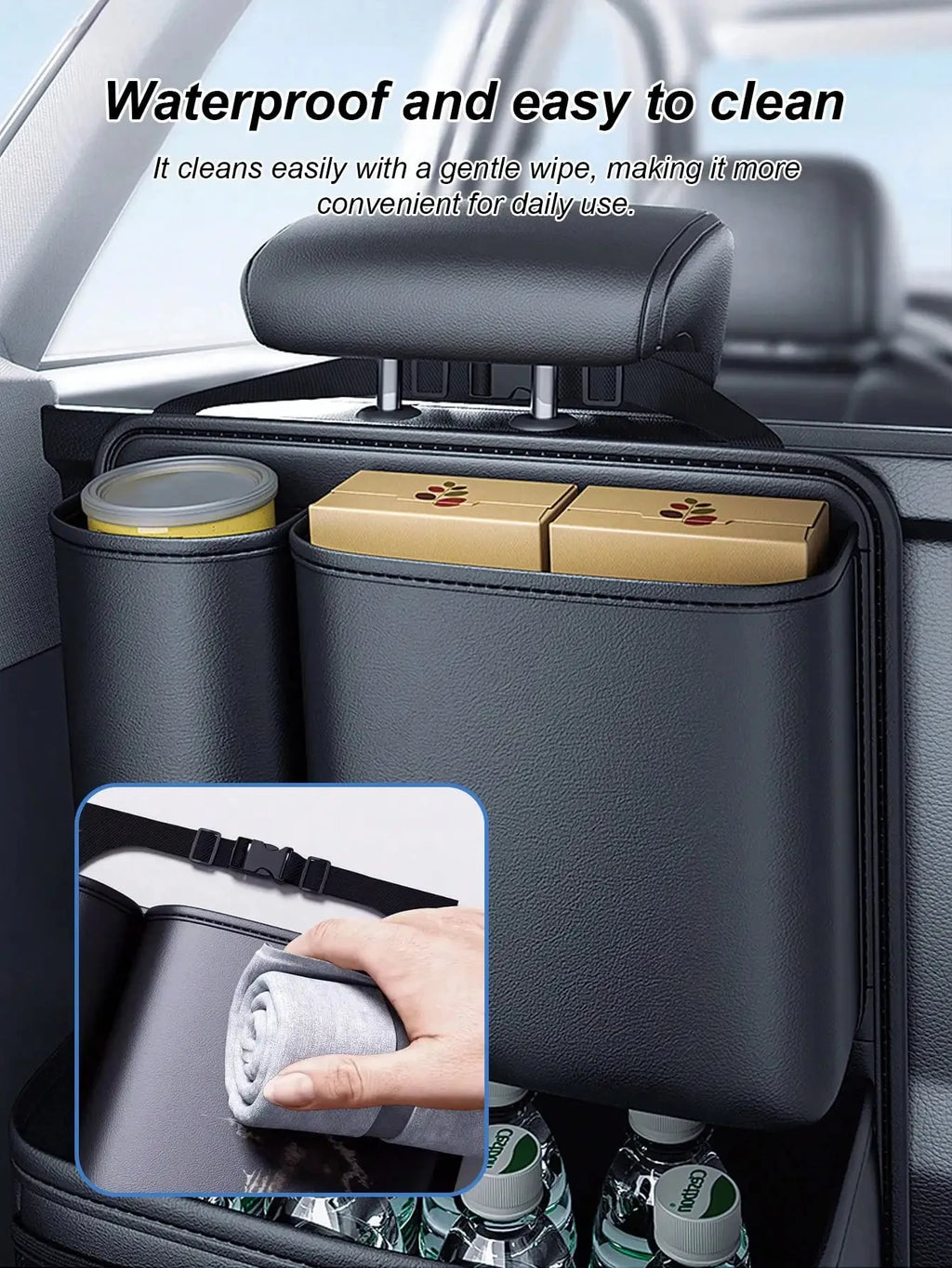 Car Rear Seat Back Hanging Storage Bag Multi-Compartment Auto Organizer Waterproof Universal for - Automotive LED Light