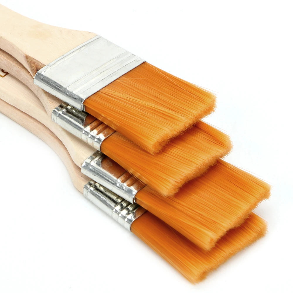 Wood Handles Watercolor Paint Drawing Nylon Oil Paint Brush 4Pcs/Set Hair Painting Brush Acrylic - Automotive LED Light