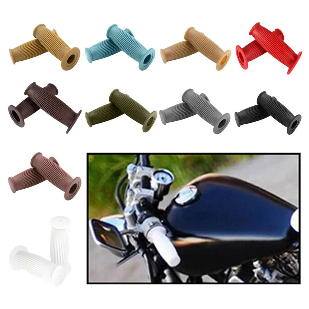 Motorcycle Handlebar Accessory Rubber Hand Grips Retro Style Non Slip for Chopper Bike - Automotive LED Light