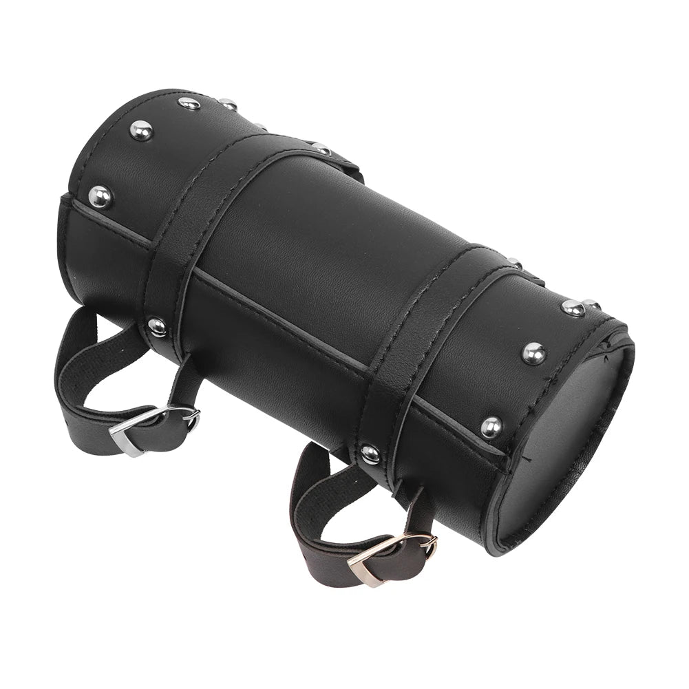 Motorcycle Fork PU Leather Travel Pouch Waterproof Tool Bags Saddle Bag Vintage Tail Bag Luggage - Automotive LED Light