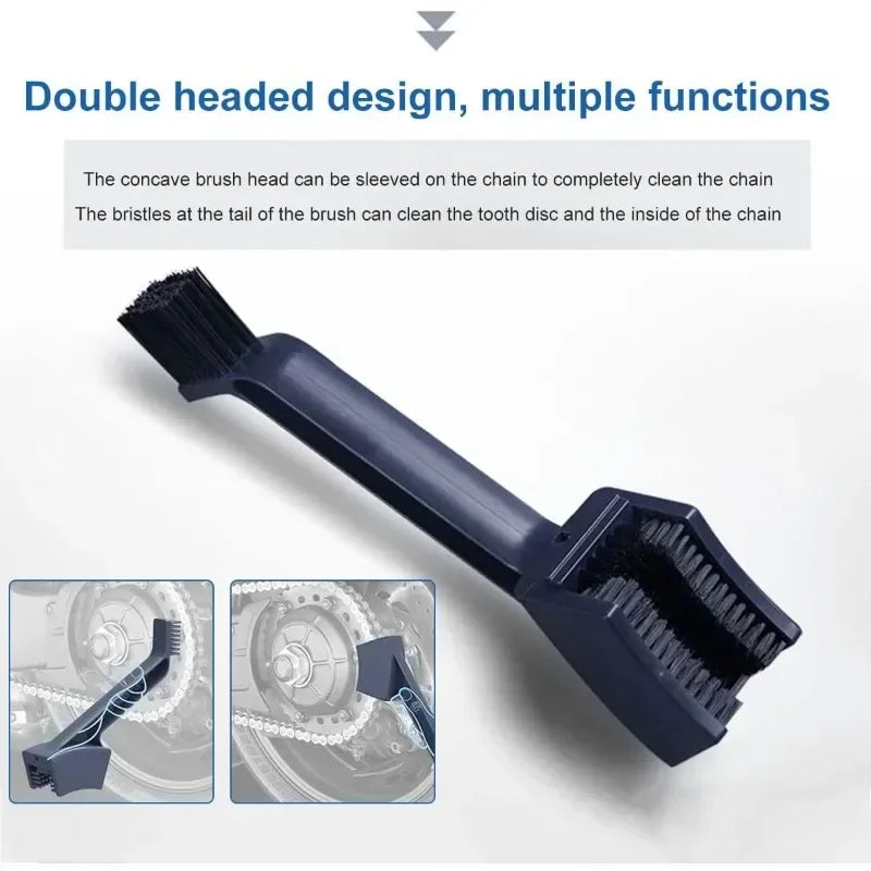 Bicycle Motorcycle Chain Cleaner Brush Car Wheels Cleaning Brush Dual Heads Cycling Cleaning Too - Automotive LED Light