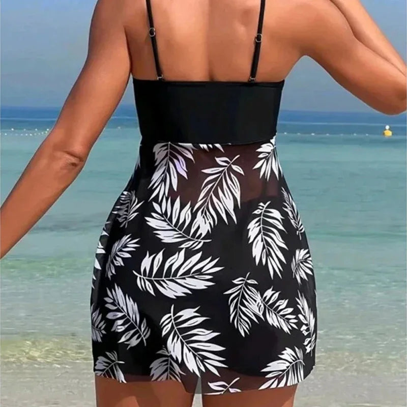 2024 Summer Short Dress Split Swimsuit Women's Sexy Fashion High Waist Swimsuit Thickened Mesh P - Automotive LED Light
