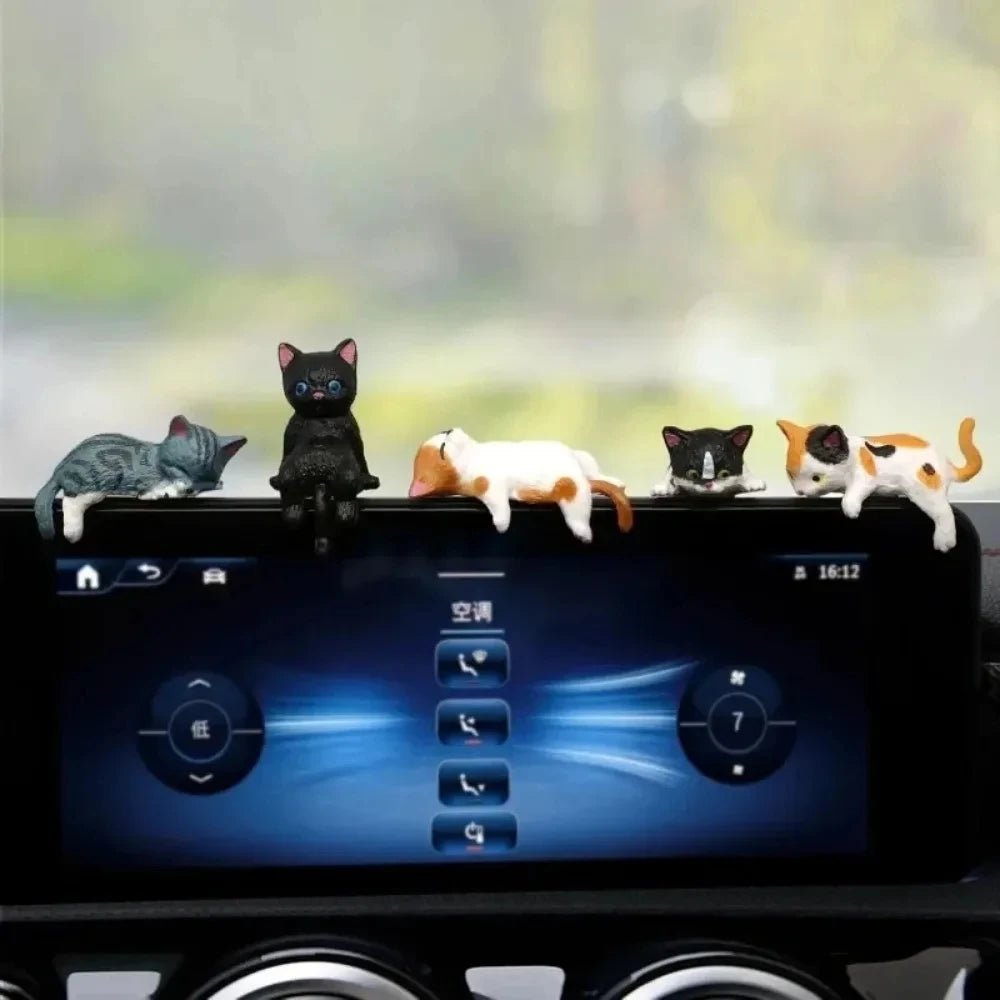 5 pieces of mini cartoon cat car decorations, cute cat images used for edge decoration of car sc - Automotive LED Light