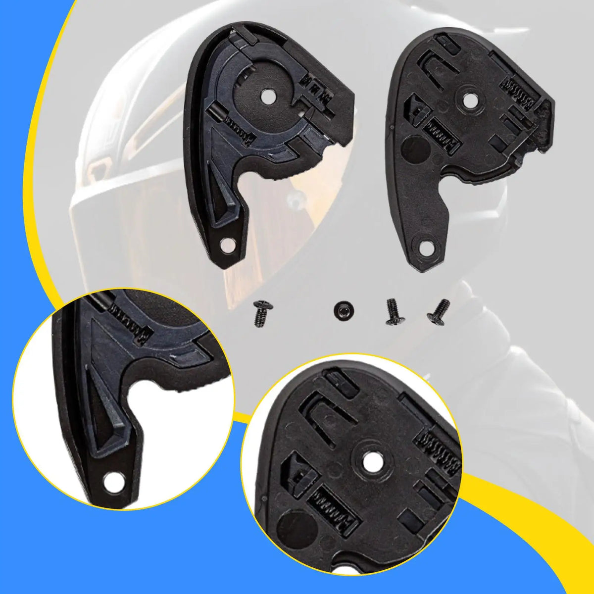 2 Pieces Motorcycle Helmet Lens Bases Spare Parts Utility Easy to Install Accessory Lens Base Pl - Automotive LED Light