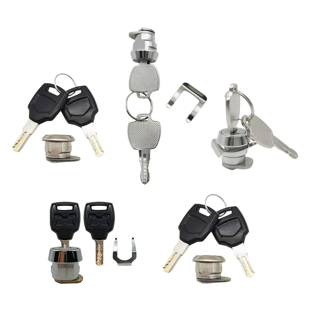 Universal Motorcycle Trunk Lock Aluminum Tail Box Cylinder Key Set Scooter Luggage Replacement P - Automotive LED Light