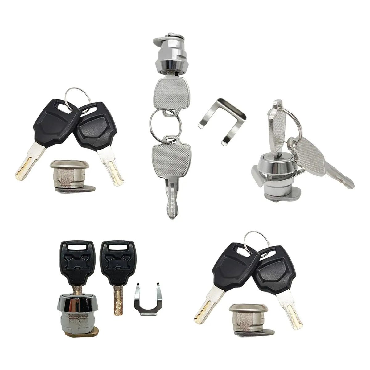 Universal Motorcycle Trunk Lock Aluminum Tail Box Cylinder Key Set Scooter Luggage Replacement P - Automotive LED Light