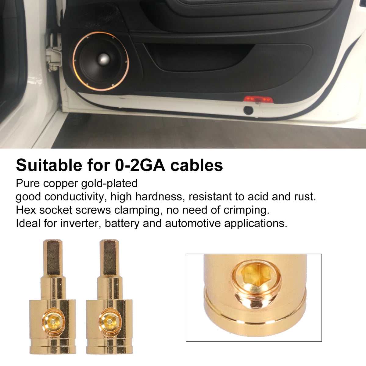 2Pcs 0GA Wire Reducer Terminal Connector 1/0 AWG to 4 AWG Amplifier Input Reducer Power Ground P - Automotive LED Light