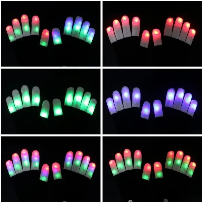 LED Light Night Glowing Gloves Finger Lighting Flashing Glow Mittens Glitter Gloves for Entertai - Automotive LED Light