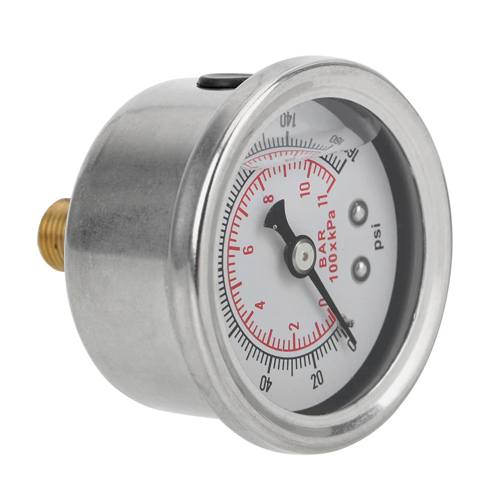 Oil Press Gauge Liquid Tester Monitoring System Liquid 0-160 psi 1/8 NPT Fuel Pressure Gauge Met - Automotive LED Light