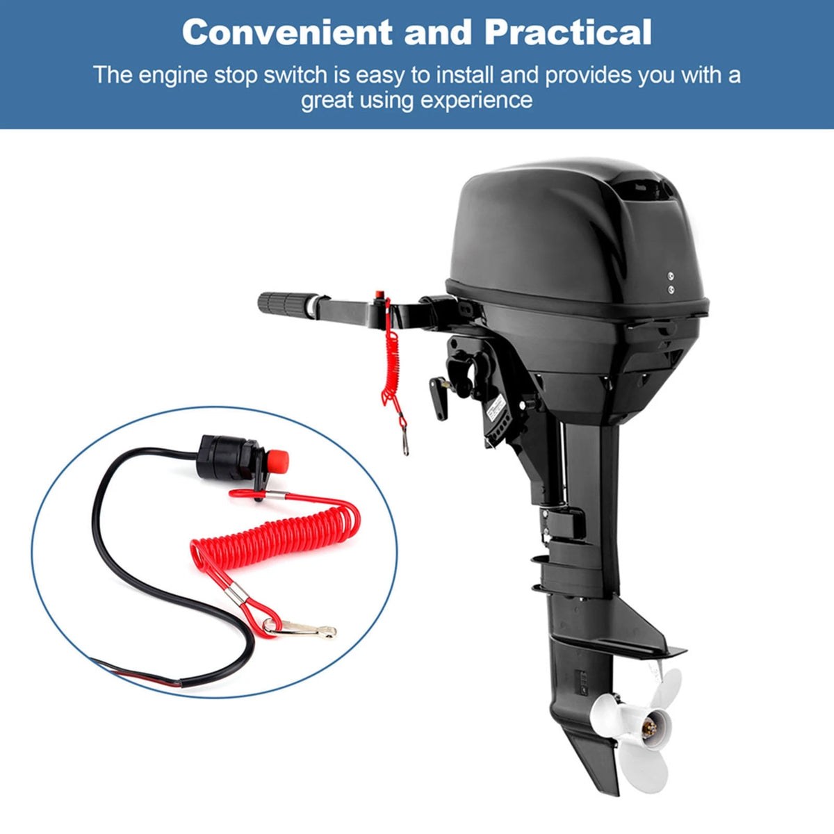 Boat Outboard Switch Engine Motor Lanyard Kill Urgent Stop Button Safety Connector Cord Compatib - Automotive LED Light