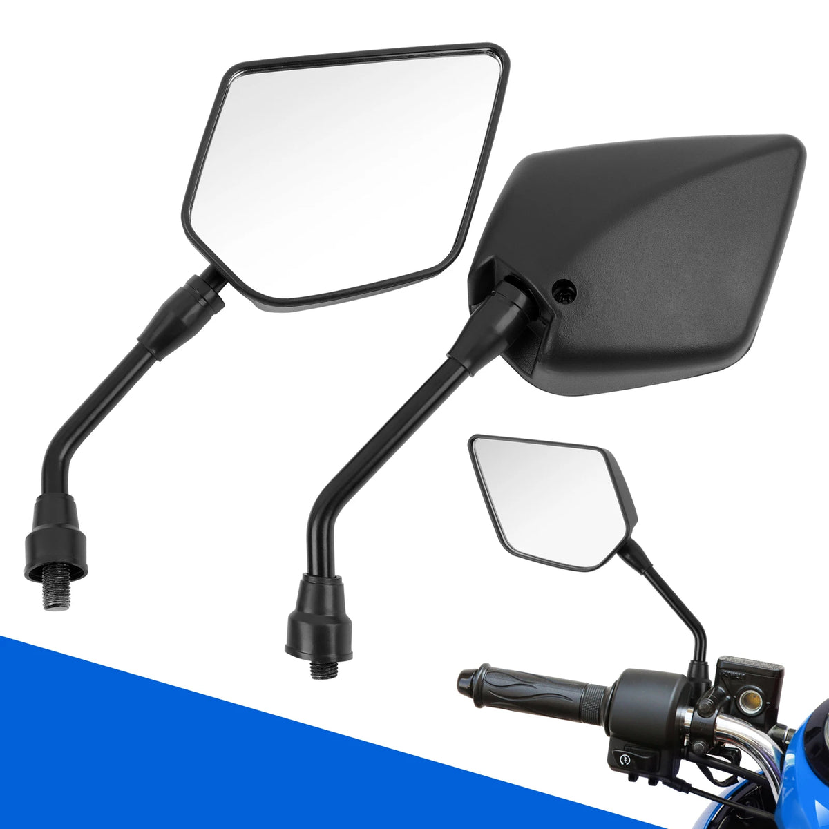 1 Pair Universal M10 Rearview Mirrors Black Motorcycle Scooter Mirrors Motorbike Rear View Mirro - Automotive LED Light