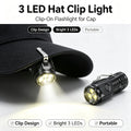 Compact Pocket 3 LED Torch USB Rechargeable Hands‑free Cap Clip Flashlight Portable Mini Lamp fo - Automotive LED Light