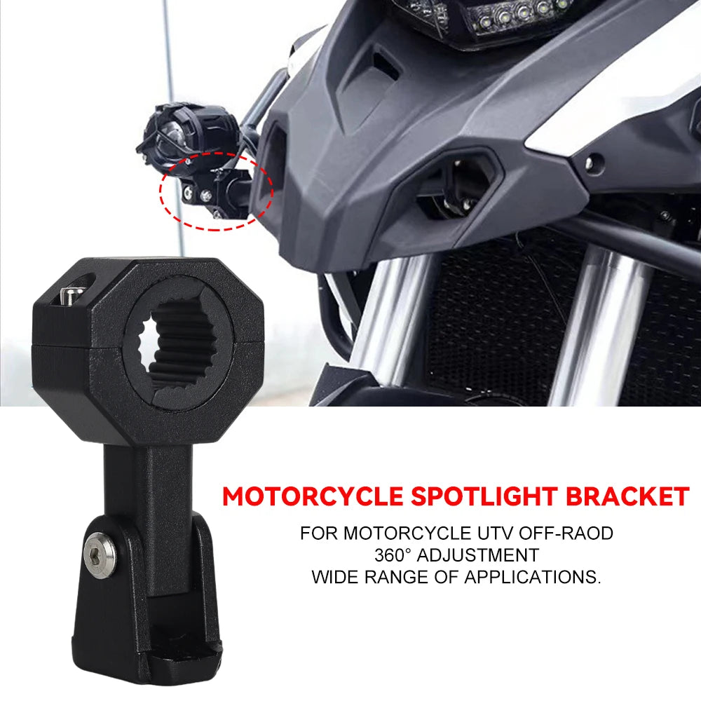 Motorcycle Spotlight Bracket Mount Fog Tube Fork Clamp Motorcycle Auxiliary Light Bracket 360° A - Automotive LED Light