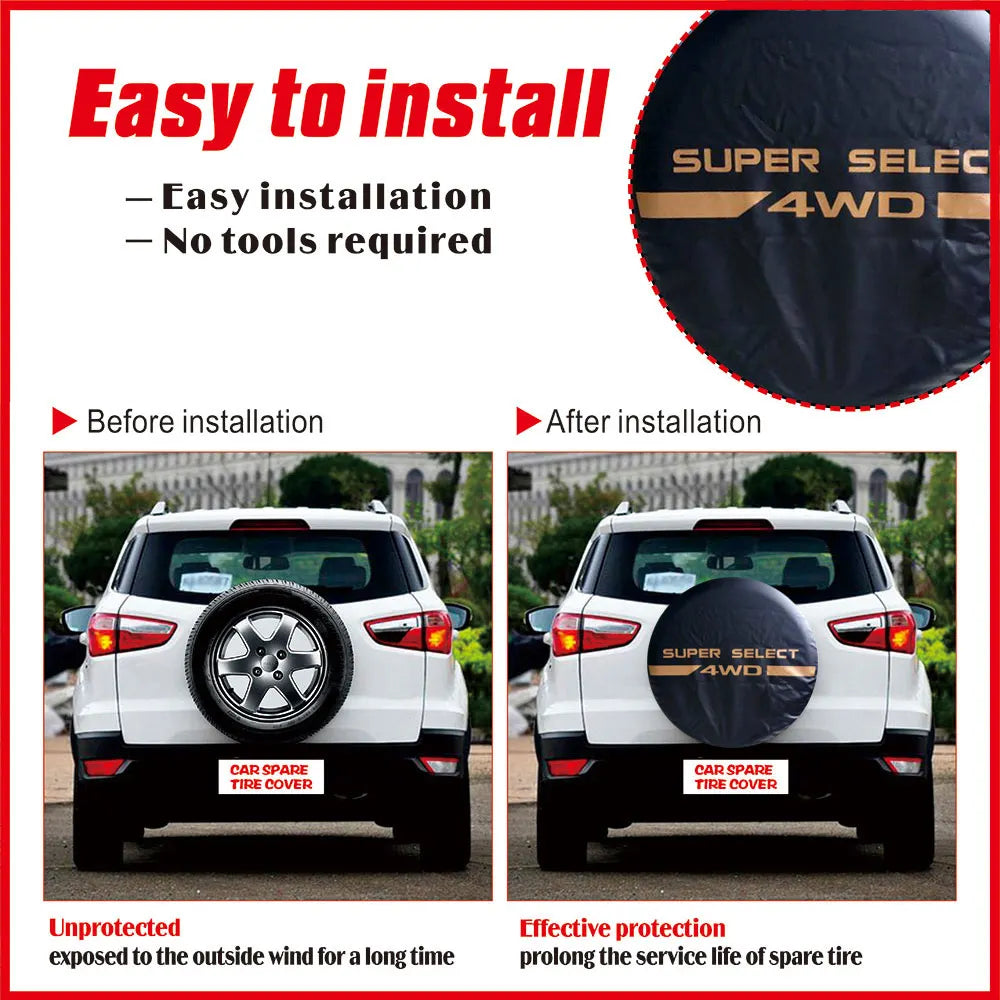 Car Style 14" 15" 16" 17" Inch Car Tire Cover 4WD 4x4 PVC Leather Spare Wheel Tire Cover Case Ba - Automotive LED Light
