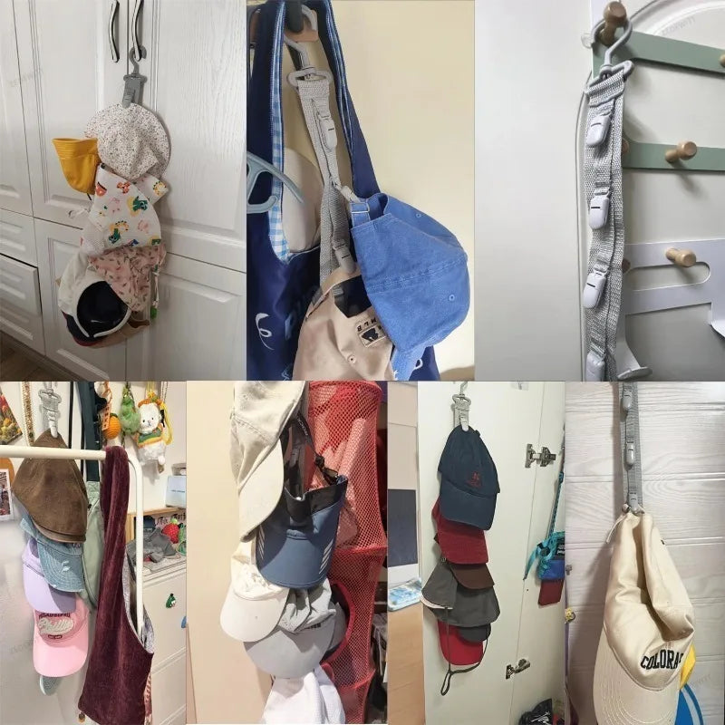 Multi Clip Hanging Hat Organizer Rope Hat Rack Cap Display Storage Holder For Wardrobe Closet Do - Automotive LED Light