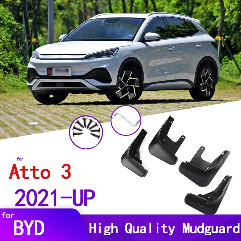 4pcs Black Mud Flaps For BYD Atto 3 Yuan Plus EV 2021-2024 Mudflaps Splash Guard for BYD 2021-2024 - Automotive LED Ligh
