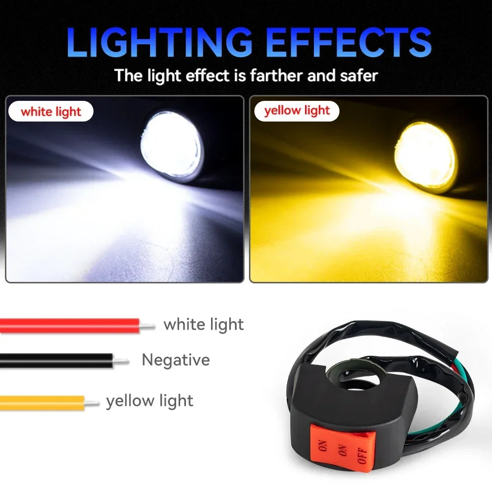 2PCS Motorcycle Mini Driving Light Dual Colo for Headlight Auxiliary Spotlight Lamp R ATV Scoote - LED Motorcycle Light