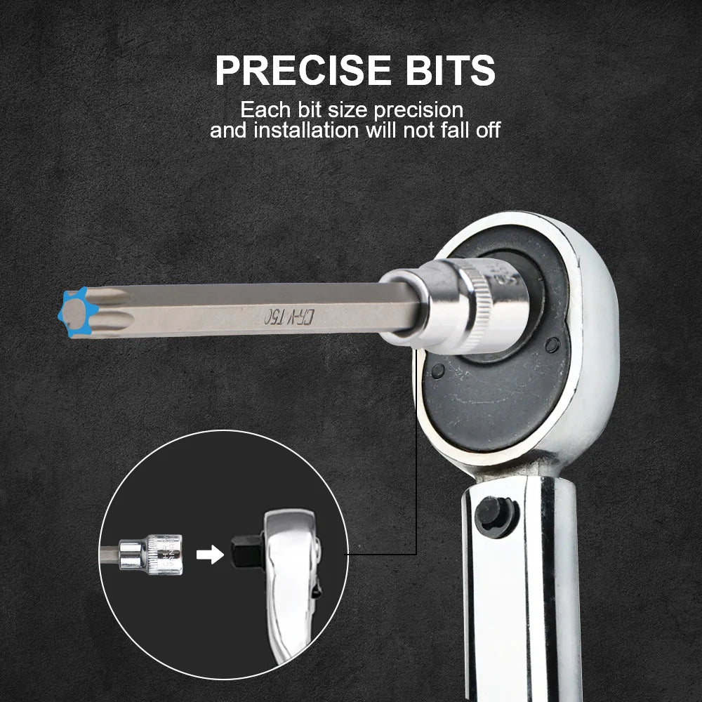 7Pcs Car Removal Tools Torx Bit Socket Wrench Set CRV Steel Extra Long T25, T30, for T30 T55 T25 - Automotive LED Light
