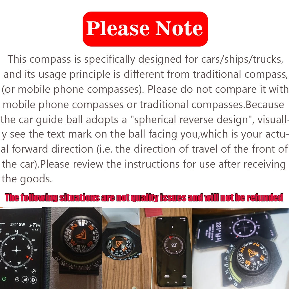 2 in 1 Guide Ball Universal Car Compass Navigation Marine Boat Truck Guide Ball Slope Indicator  - Automotive LED Light
