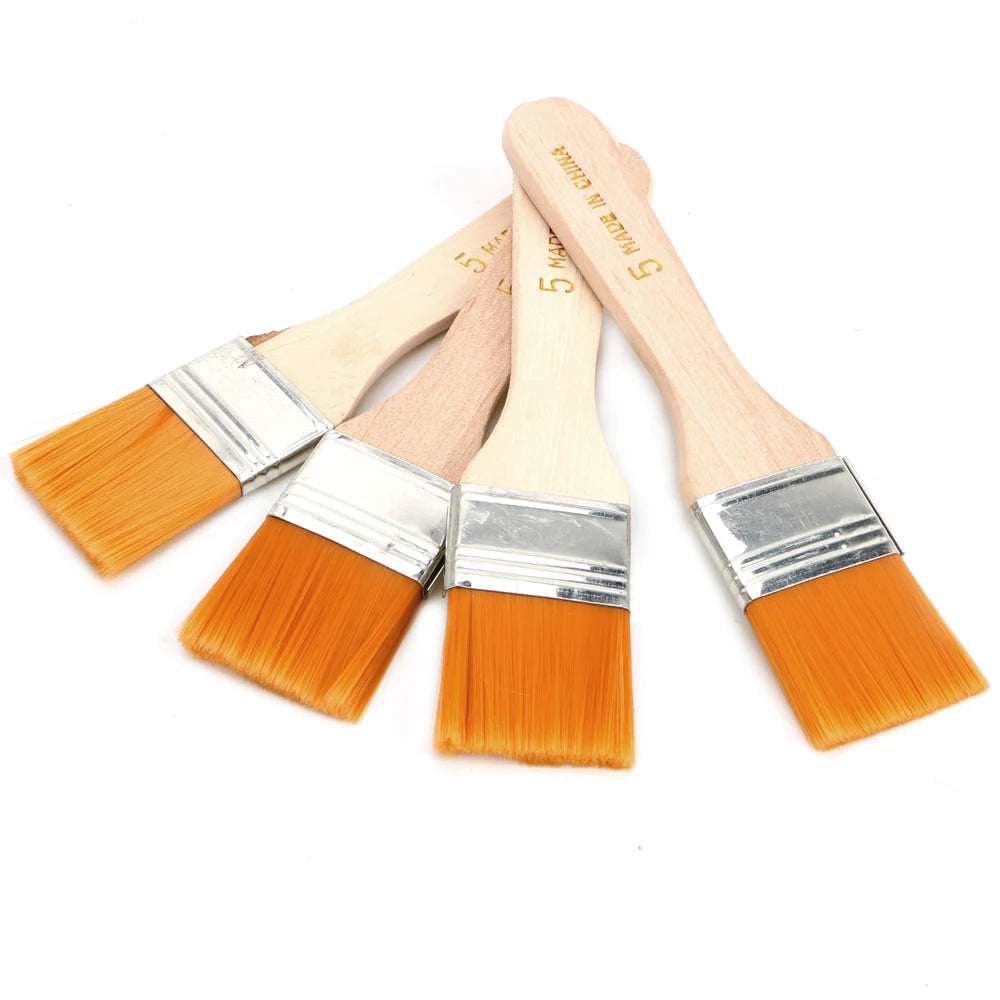 Wood Handles Watercolor Paint Drawing Nylon Oil Paint Brush 4Pcs/Set Hair Painting Brush Acrylic - Automotive LED Light