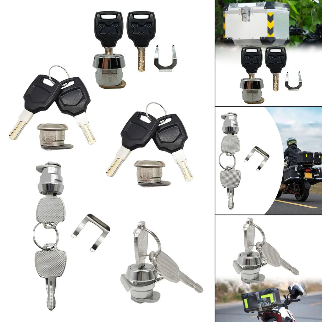 Universal Motorcycle Trunk Lock Aluminum Tail Box Cylinder Key Set Scooter Luggage Replacement P - Automotive LED Light