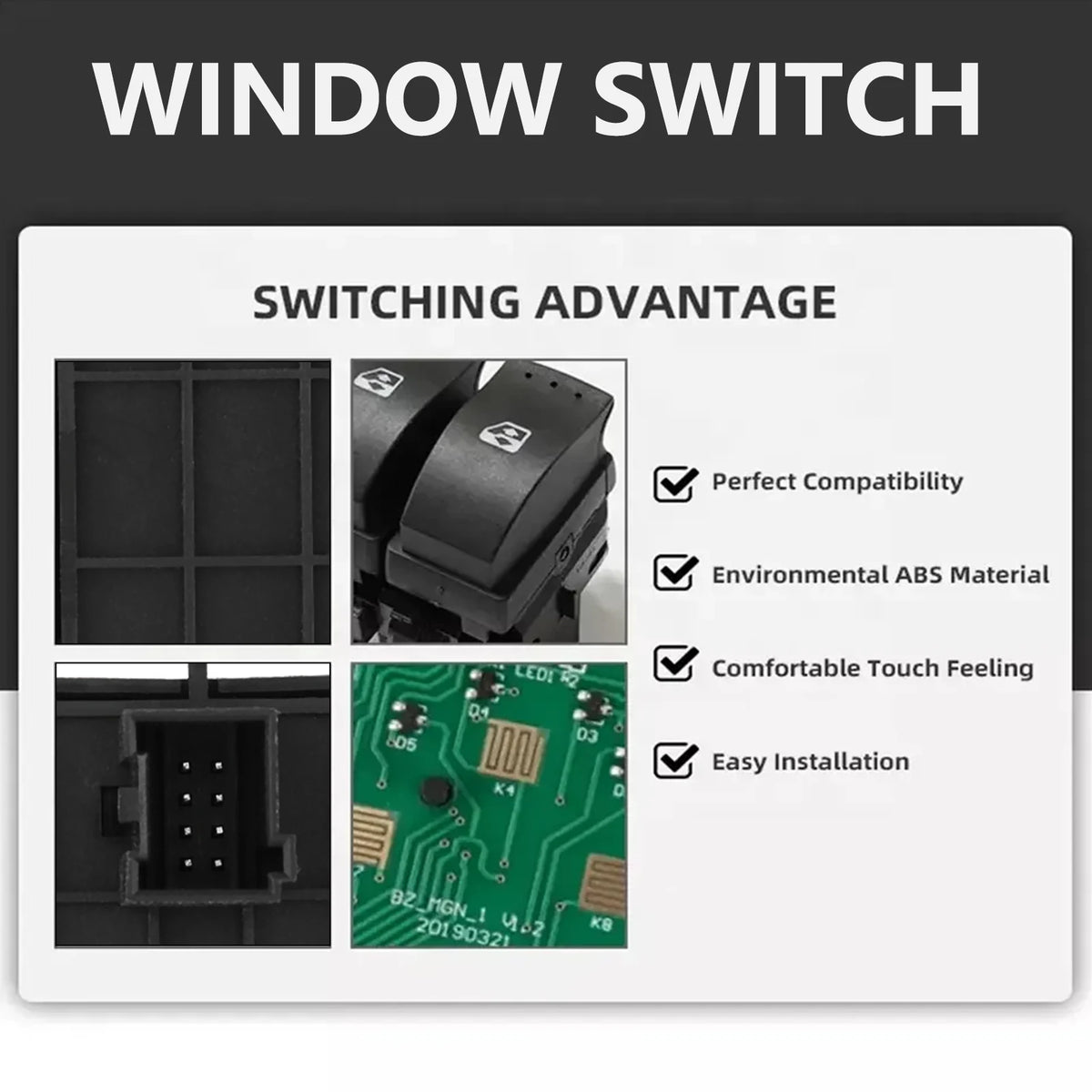 Car Electric Window Switch Button for Citroen Relay Fiat Doblo Ducato Peugeot Boxer 735421419 - Automotive LED Light