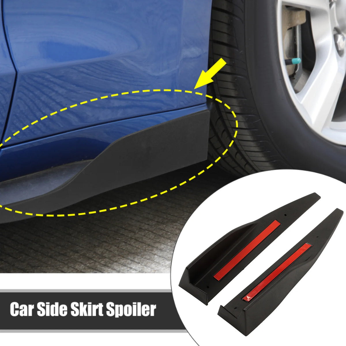 2Pcs Car Side Skirt Spoiler Left Right Wing Panel Body Kit Replacement for Ford Mustang Roush 20 - Automotive LED Light
