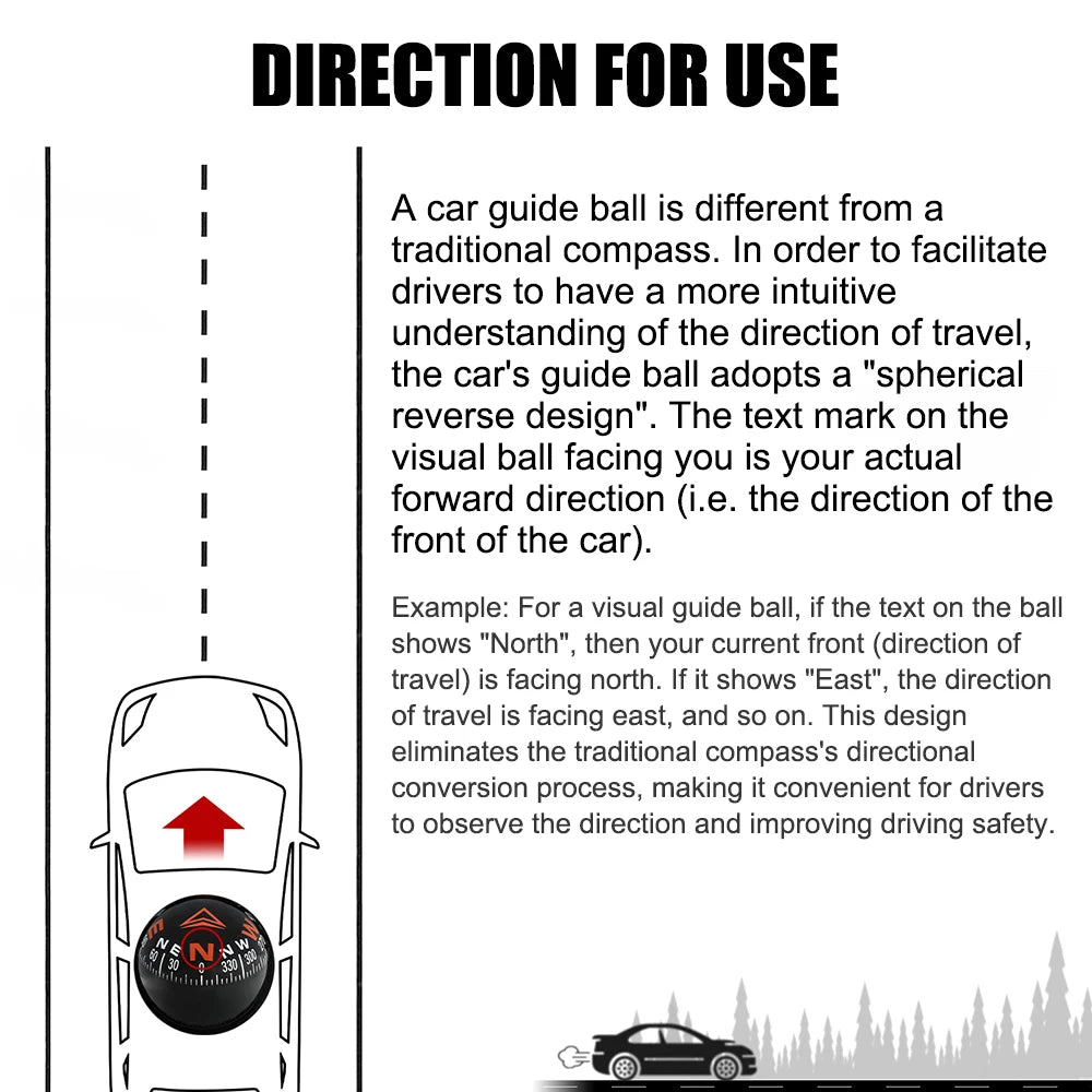 2-In-1 With Slope Meter Car Mount Compass Ball Compass for Vehicle Boat Foldable Car Dashboard C - Automotive LED Light