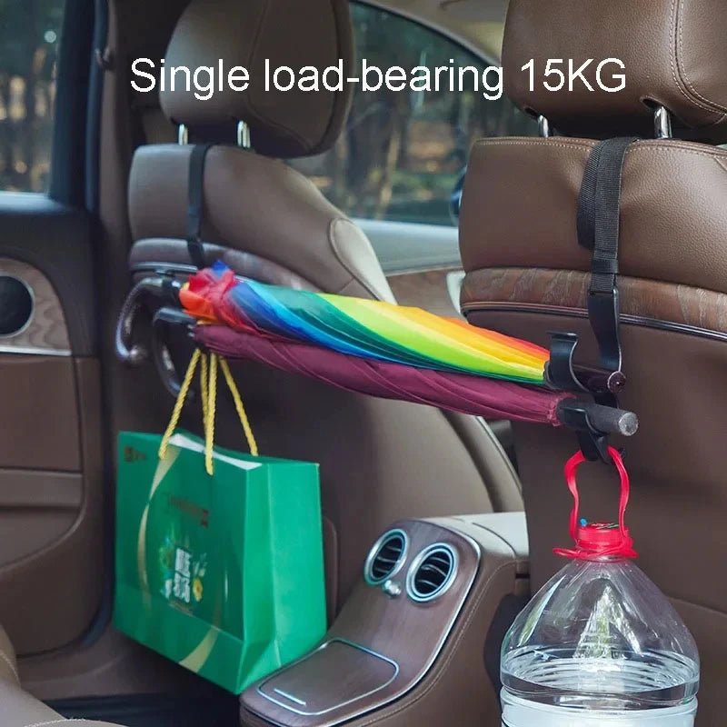 2pcs Car Back Seat Hook Multi-function Rear Seat Headrest Hanging Hook Umbrella Holder Seat Back - Automotive LED Light
