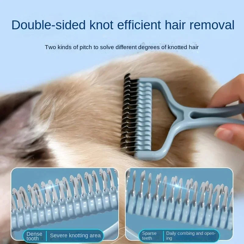 Cat Brush Pet Knot Comb 2 in 1 Dogs Cat Fur Knot Cutter Pets Hair Removal Comb Dog Grooming Shed - Automotive LED Light