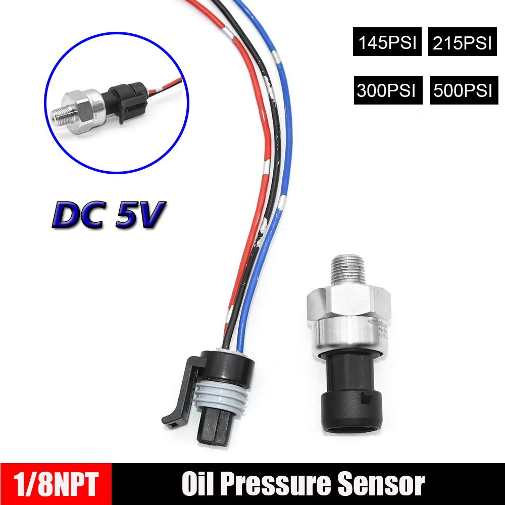 145Psi / 215Psi/ 300Psi/500Psi Oil Pressure Transducer Transmitter Sensor Stainless Steel 1/8 NP - Automotive LED Light