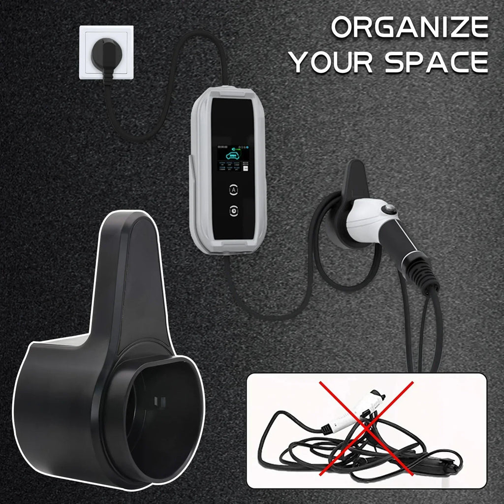 AD EV Charger Plug Holder for Electric Vehicle Charging Cable Plug Stand Extra Protection Wallbo - Automotive LED Light
