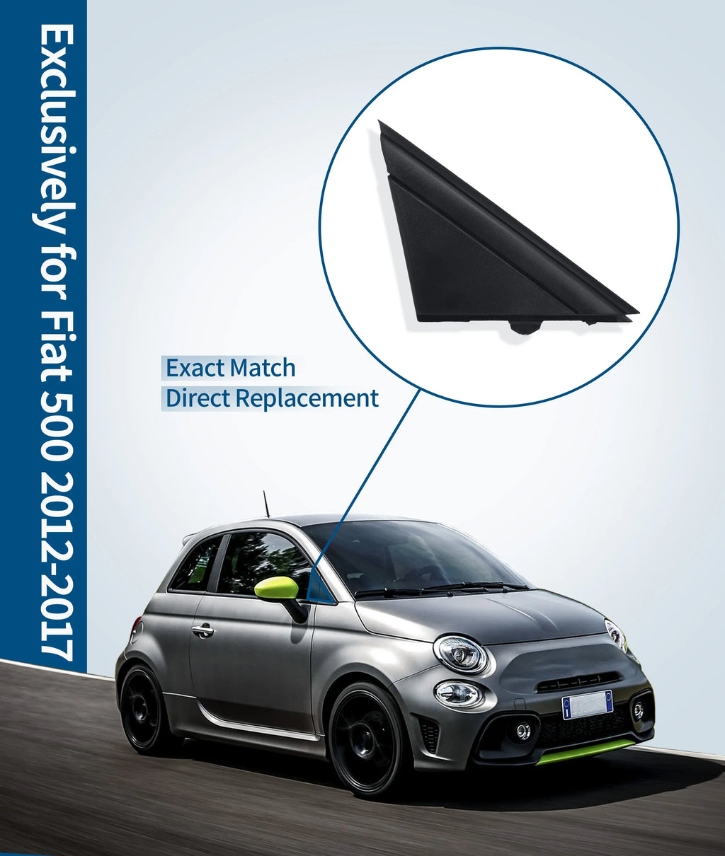Molding Door Mirror Triangle Plate Cover For FIAT 500 2012-2017 Flag Cover Front for FIAT 2012-2017 - Automotive LED Lig