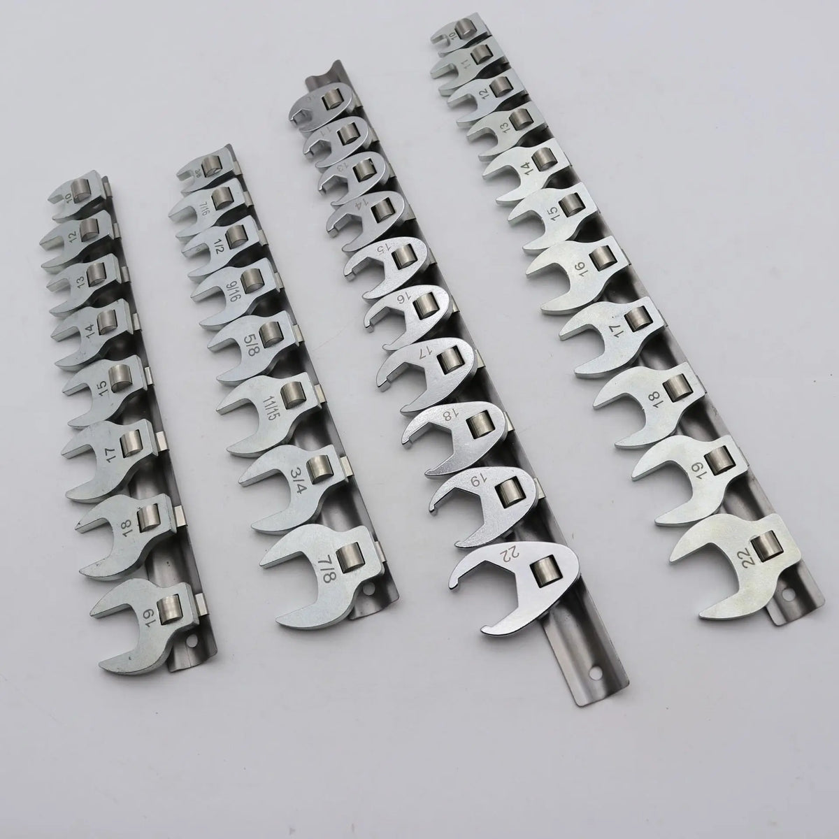 10Pcs 3/8in Drive Crowfoot Wrench Set 10-22mm Metric Nut Wrench Tool Kit Open End Wrench Set - Automotive LED Light