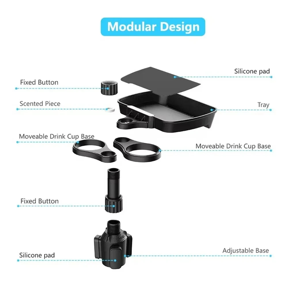 Dual Cup Holder Expander Adjustable for 360°Rotating Multifunctional Car Seat Cup Holder Snack T - Automotive LED Light
