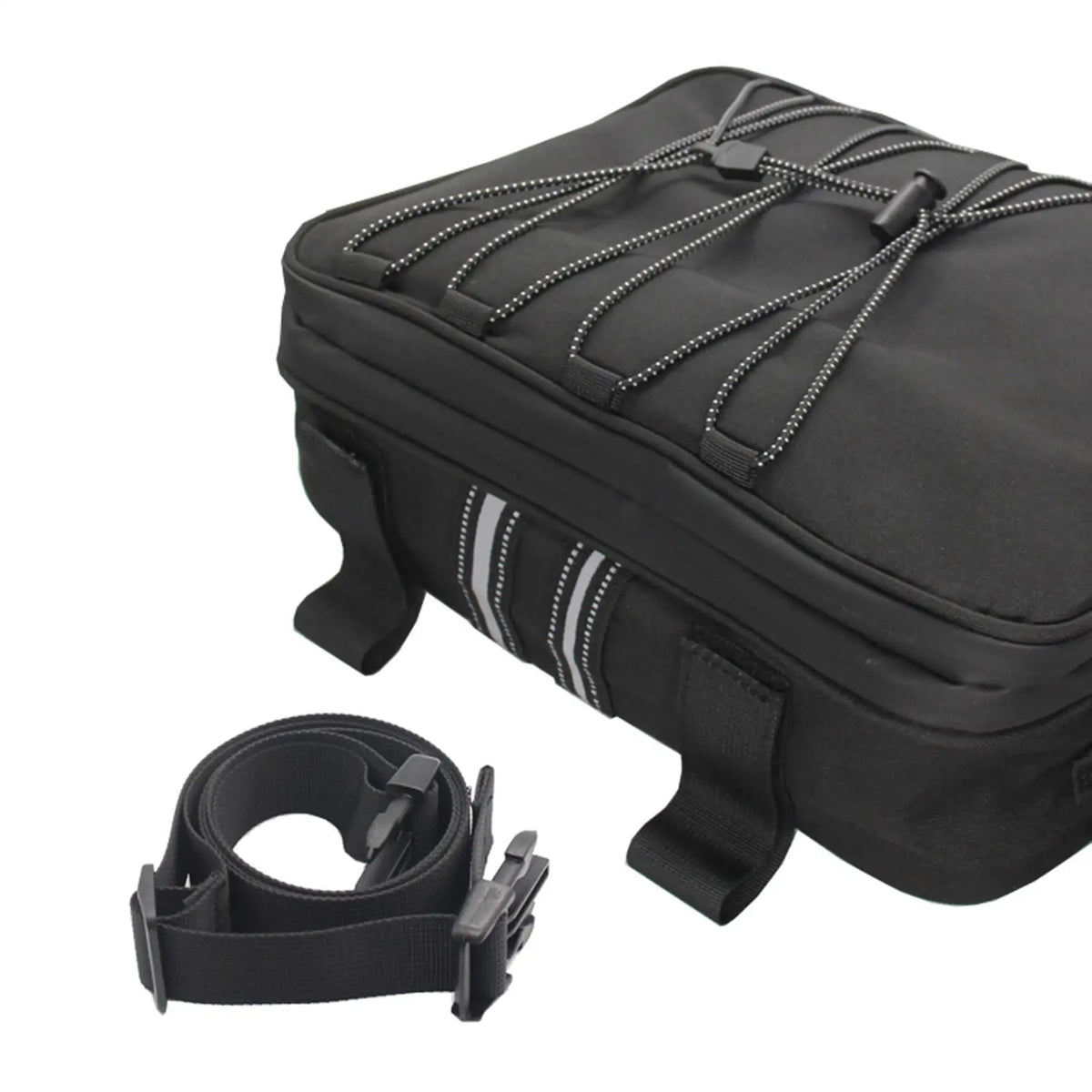 Motorcycle Backrest Cushion Black PU Leather Rear Seat Pad Support for Yamaha Honda Suzuki Kawas - Automotive LED Light