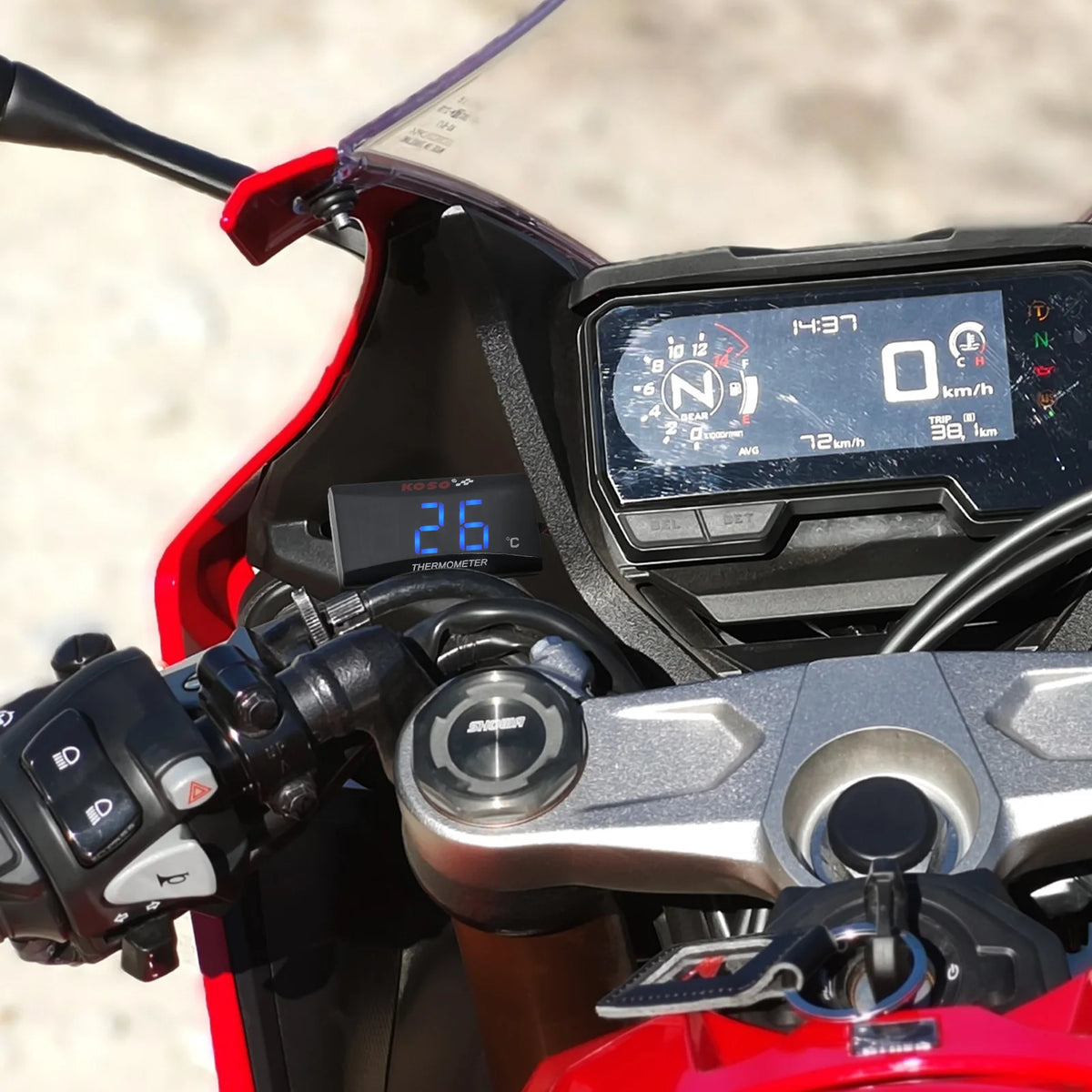 Mini Meter Thermometer Motorcycle KOSO Water Temperature Gauge for XMAX300 CB400 MT 07 09 + Koso - Automotive LED Light