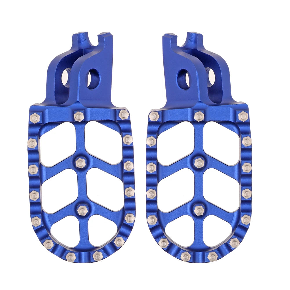 Blue Aluminum Motorcycle FootRest Footpegs Foot Pegs Pedals For HONDA CR125 CR250 CRF150R CRF250 - Automotive LED Light
