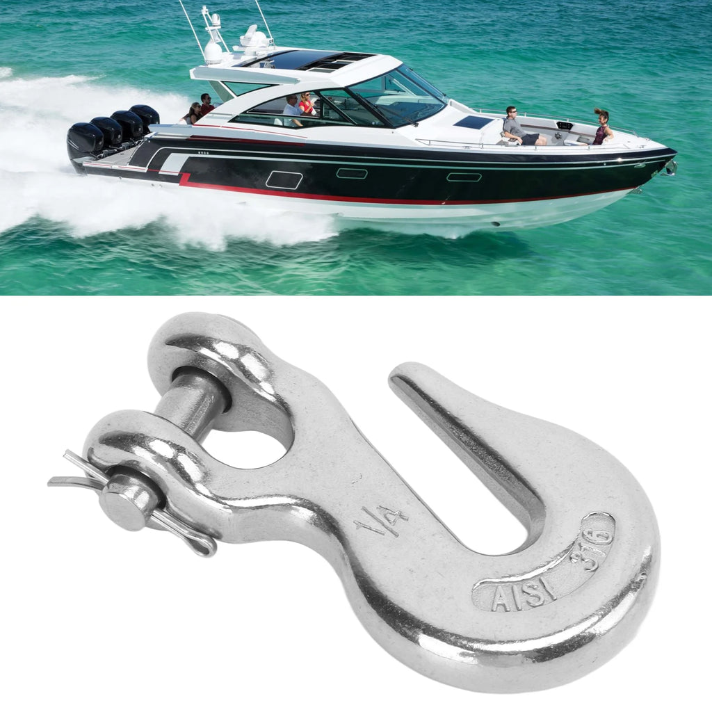 Clevis Hook Marine Boat Slip Lifting Hook 1/4in 1000lbs Load Bearing Capacity 316 Stainless Stee - Automotive LED Light