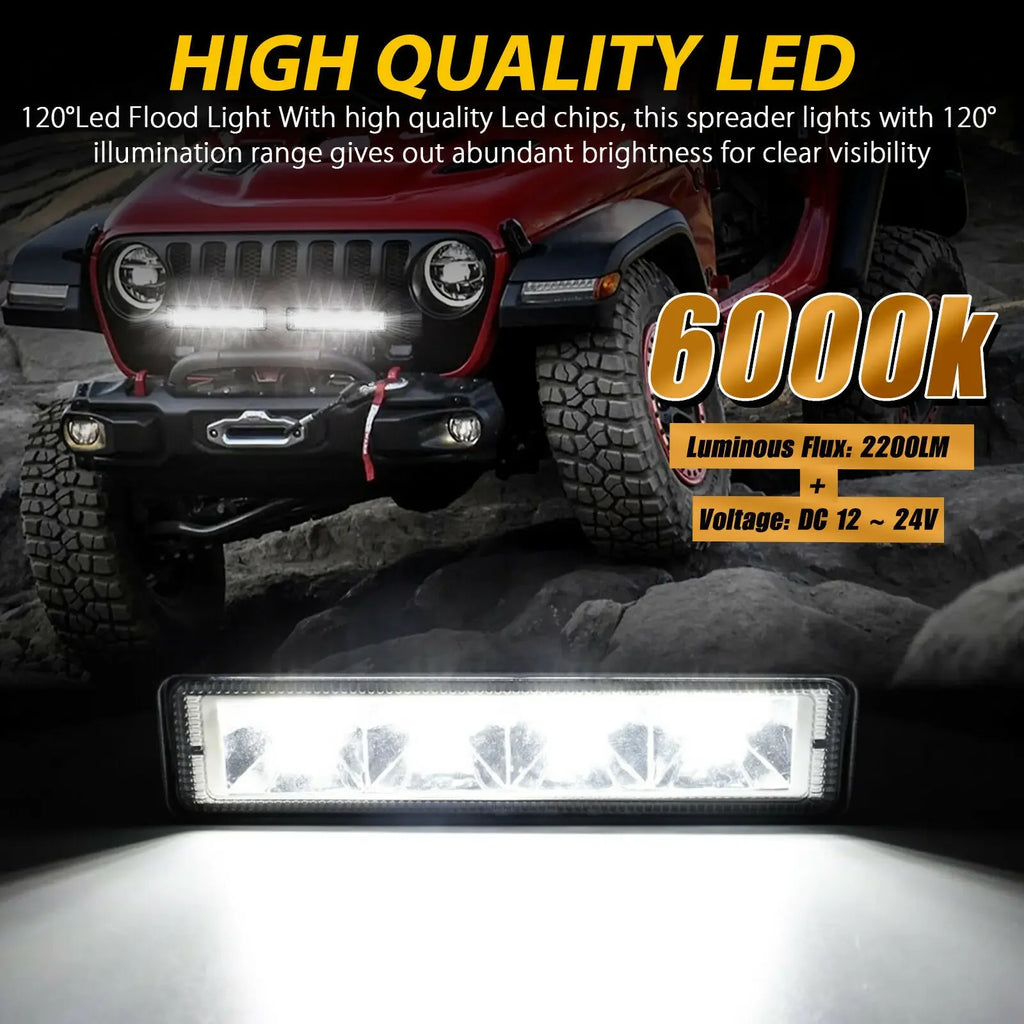 2Pcs 72W Car Work Light LED Bar 4x4 24 LED Worklight Bar Offroad SUV ATV Tractor Boat Trucks Exc - LED Motorcycle Light