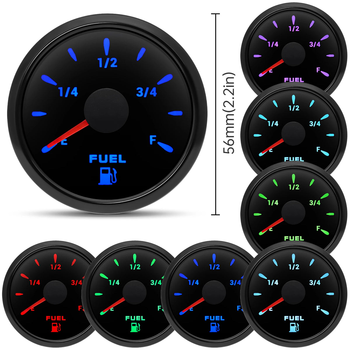 AD 52mm Fuel Level Gauge 7 Color LED signal 0~190 240-33ohm fuel level pointer Oil Tank Level In - Automotive LED Light