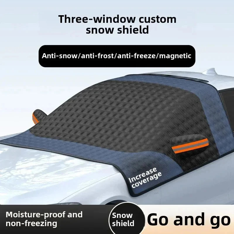 Car Windshield Cover for Ice and Snow, Windproof, Window Guard, Magnetic and Reflective Strips,  - Automotive LED Light
